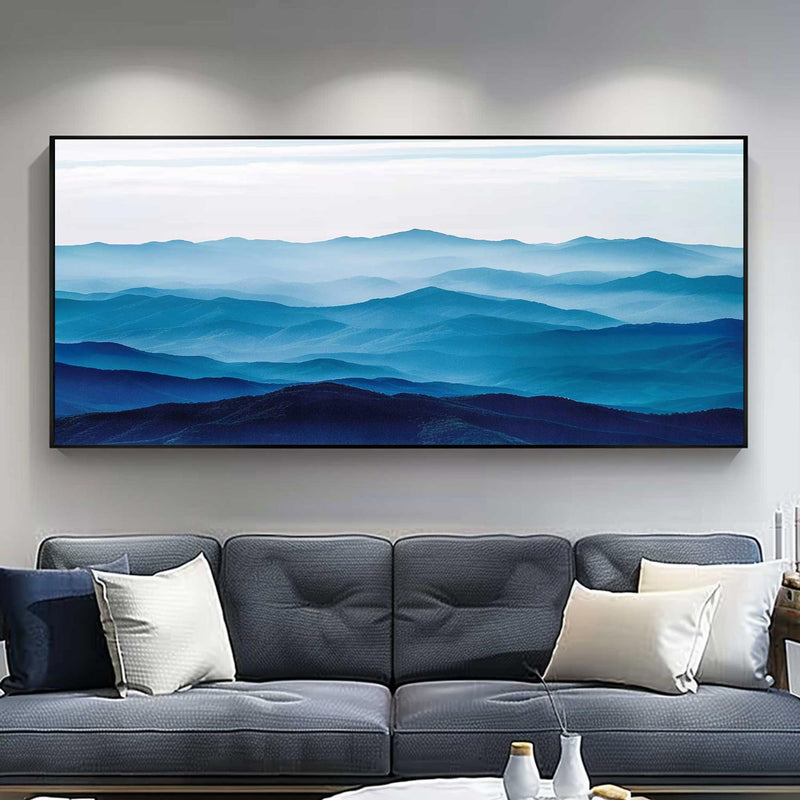 Large mountain painting mountain landscape painting Large blue abstract art blue mountains artwork