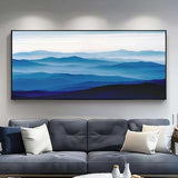 Large mountain painting mountain wall art Large blue abstract art blue mountains artwork