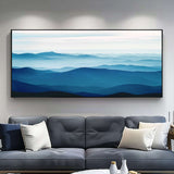 Large blue abstract art blue mountain landscape art Large mount paintings mountain wall art 