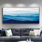 Large blue abstract art blue mountain landscape art Large mount paintings mountain wall art 