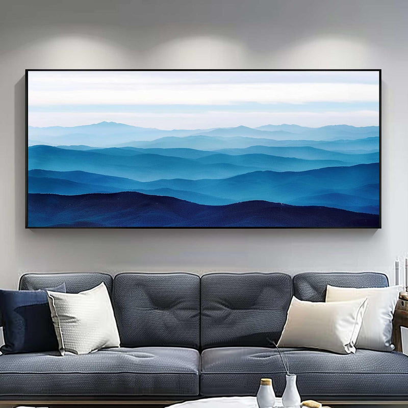 Large blue abstract art blue mountain landscape art Large mount paintings mountain wall art 