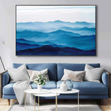 Large mountain painting mountain landscape painting Large blue abstract art blue mountains artwork