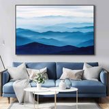 Large blue abstract art blue mountain landscape art Large mount paintings mountain wall art 