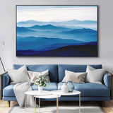 Large mountain painting mountain wall art Large blue abstract art blue mountains artwork