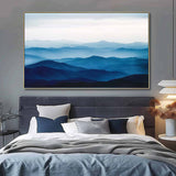 Large mountain painting mountain wall art Large blue abstract art blue mountains artwork