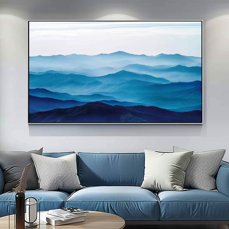 Large mountain painting mountain landscape painting Large blue abstract art blue mountains artwork