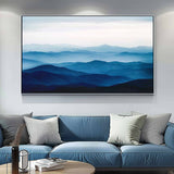 Large mountain painting mountain wall art Large blue abstract art blue mountains artwork