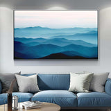 Large mountain painting mountain wall art Large blue abstract art blue mountains artwork