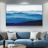 Large mountain painting mountain wall art Large blue abstract art blue mountains artwork