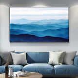 Large blue abstract art blue mountain landscape art Large mount paintings mountain wall art 