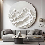 White Mountain Painting Large White Snow Mountain Painting Circle white Circle Snow Mountain texture canvas art