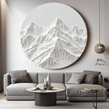 White Mountain Painting Large White Snow Mountain Painting Circle white Circle Snow Mountain texture canvas art