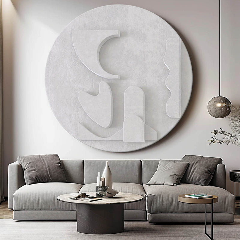 white Circle Art sculpture Textured Wall Decor white Circle Sculptured art Painting white Circle 3D Textured Wall Decor Customizable colors