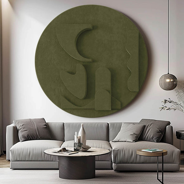 Green Circle Art sculpture Textured Wall Decor Green Circle Sculptured art Painting Customizable colors