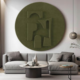 Green Circle Art sculpture Textured Wall Decor Green Circle Sculptured art Painting Customizable colors