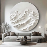 White Mountain Painting Large White Snow Mountain Painting Circle white Circle Snow Mountain texture canvas art