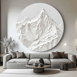 White Mountain Painting Large White Snow Mountain Painting Circle white Circle Snow Mountain texture canvas art