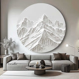 White Mountain Painting Large White Snow Mountain Painting Circle white Circle Snow Mountain texture canvas art