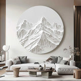 White Mountain Painting Large White Snow Mountain Painting Circle white Circle Snow Mountain texture canvas art