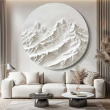 White Mountain Painting Large White Snow Mountain Painting Circle white Circle Snow Mountain texture canvas art