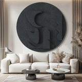 Black Circle Art sculpture Textured Wall Decor Black Circle Sculptured art Painting Customizable colors