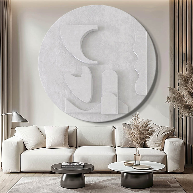 white Circle Art sculpture Textured Wall Decor white Circle Sculptured art Painting white Circle 3D Textured Wall Decor Customizable colors