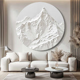 White Mountain Painting Large White Snow Mountain Painting Circle white Circle Snow Mountain texture canvas art