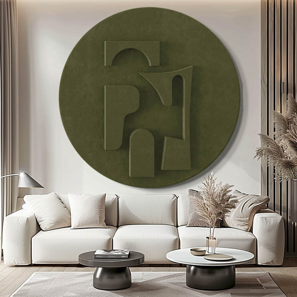 Green Circle Art sculpture Textured Wall Decor Green Circle Sculptured art Painting Customizable colors