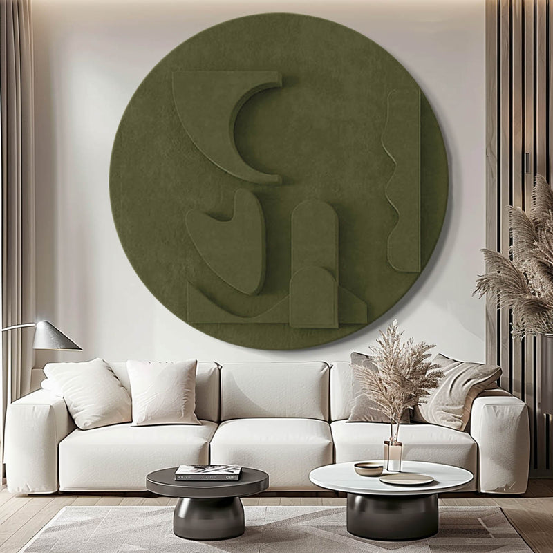 Green Circle Art sculpture Textured Wall Decor Green Circle Sculptured art Painting Customizable colors