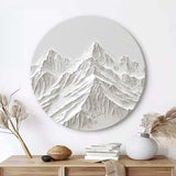 White Mountain Painting Large White Snow Mountain Painting Circle white Circle Snow Mountain texture canvas art