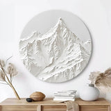 White Mountain Painting Large White Snow Mountain Painting Circle white Circle Snow Mountain texture canvas art