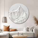 White Mountain Painting Large White Snow Mountain Painting Circle white Circle Snow Mountain texture canvas art