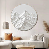 White Mountain Painting Large White Snow Mountain Painting Circle white Circle Snow Mountain texture canvas art