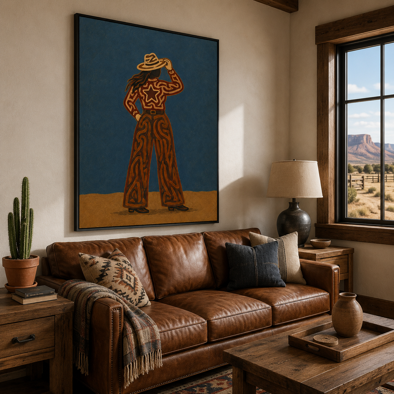 Modern Cowgirl Painting Western Woman Wall Art For Living Room Wall Decor