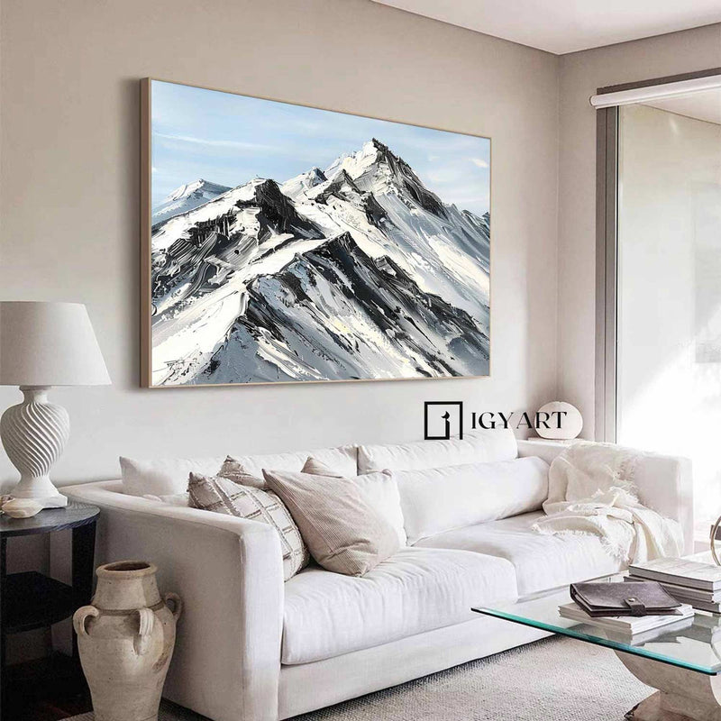 Abstract Snow Mountain Oil Painting Large Mountain Landscape Oil Painting for Living Room