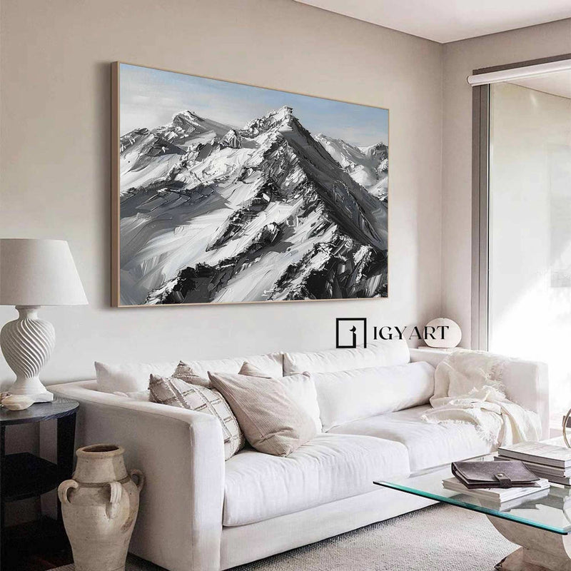 Large Mountain Landscape Oil Painting for Living Room Abstract Snow Mountain Oil Painting 