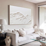 white Snow mountain painting white textured wall art white plaster art