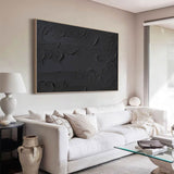 Black 3D Abstract Painting Black 3D Textured Painting Large Black Abstract wall art