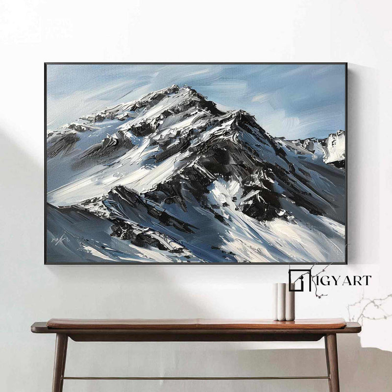 Snow Mountain Wall Art Large Original 3D White Mountain Painting Snow Mountain Painting Skiing Art