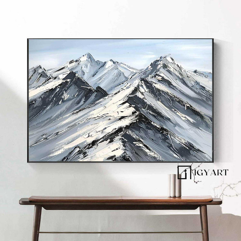 Abstract Snow Mountain Oil Painting Large Mountain Landscape Oil Painting for Living Room