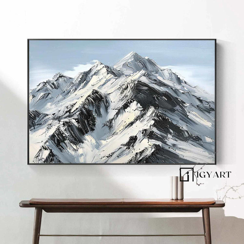 Large Mountain Landscape Oil Painting for Living Room Abstract Snow Mountain Oil Painting 