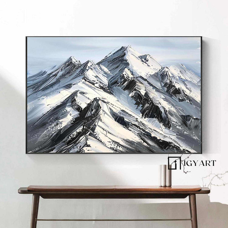 Abstract Snow Mountain Oil Painting Large Mountain Landscape Oil Painting for Living Room