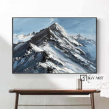 Large Original 3D White Mountain Painting Snow Mountain Wall Art Snow Mountain Painting Skiing Ar