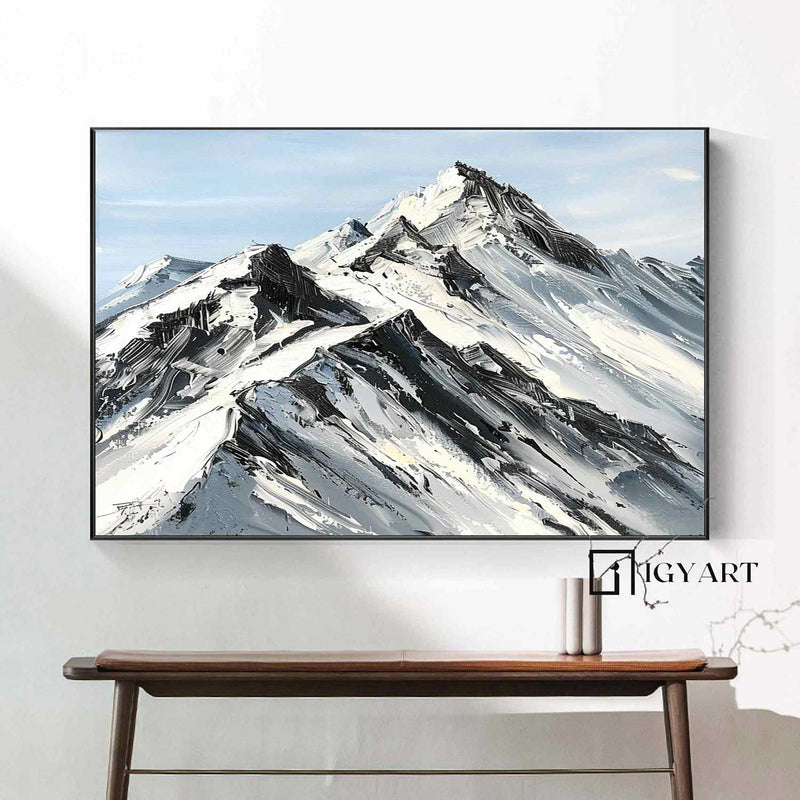 Abstract Snow Mountain Oil Painting Large Mountain Landscape Oil Painting for Living Room