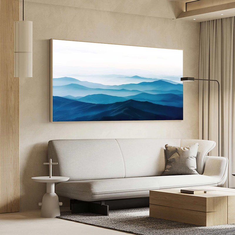 Large blue abstract art blue mountain landscape art Large mount paintings mountain wall art 