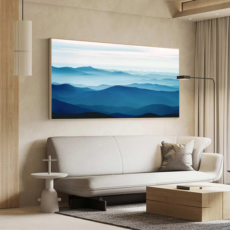 Large blue abstract art blue mountain landscape art Large mount paintings mountain wall art 