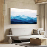 Large mountain painting blue painting of the mountains Large blue abstract art blue mountains artwork