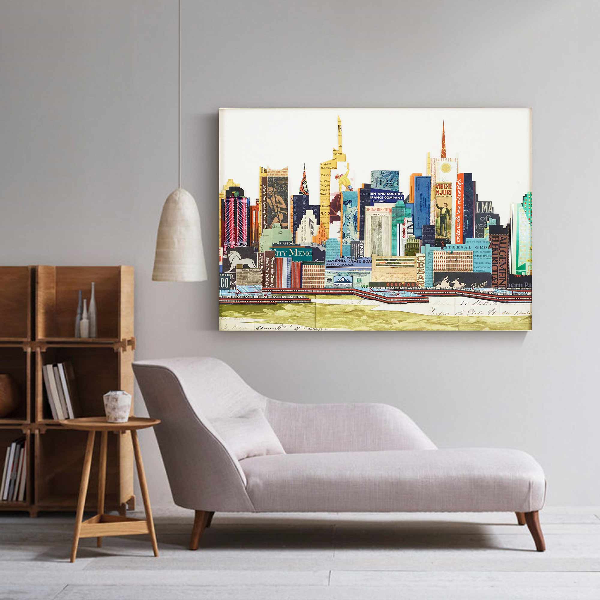 city Abstract Collage art painting Abstract city painting