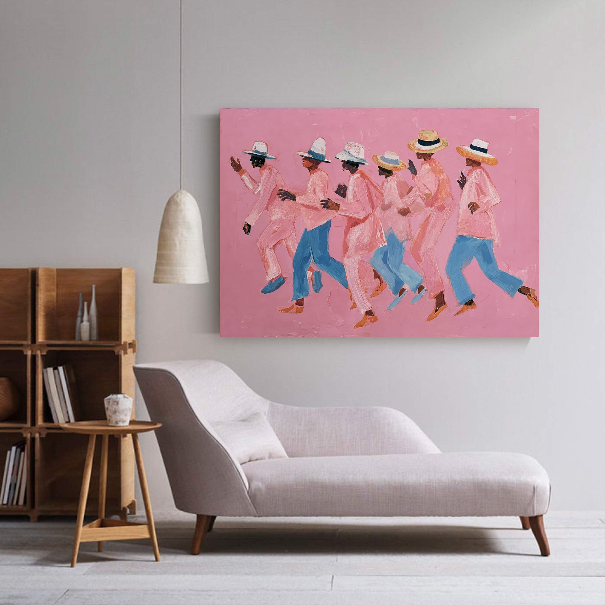 Pink and blue pop art wall decor Vibrant contemporary figure art