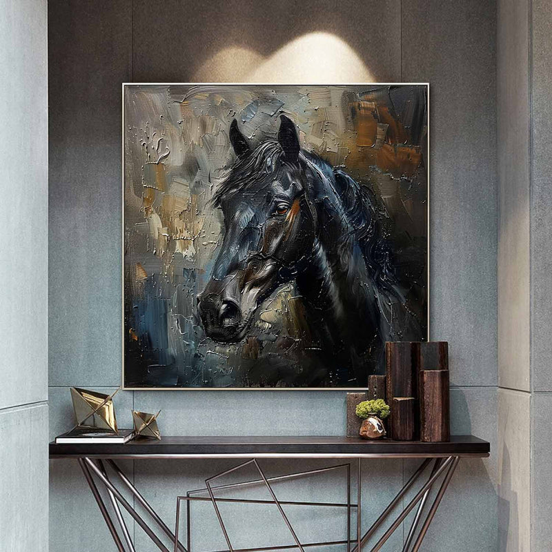 black horse head painting Horse oil painting horse head painting Animal Painting